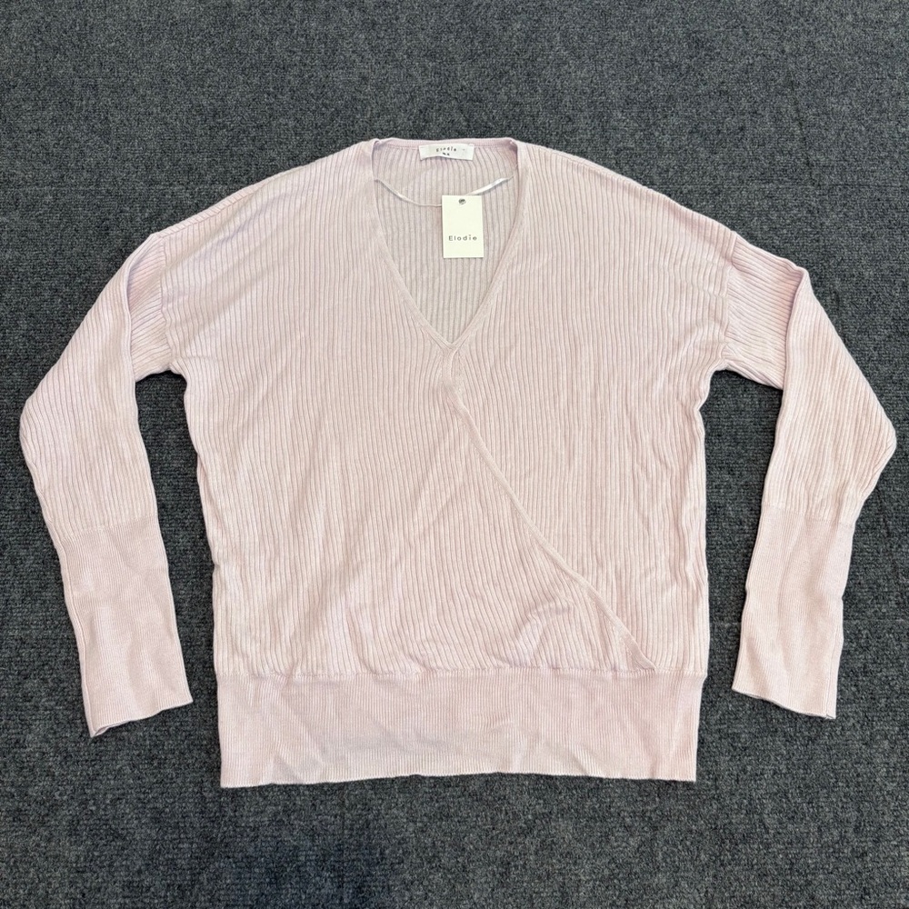 Elodie Light Purple‎ V-Neck Sweater Soft Knit Long Sleeves